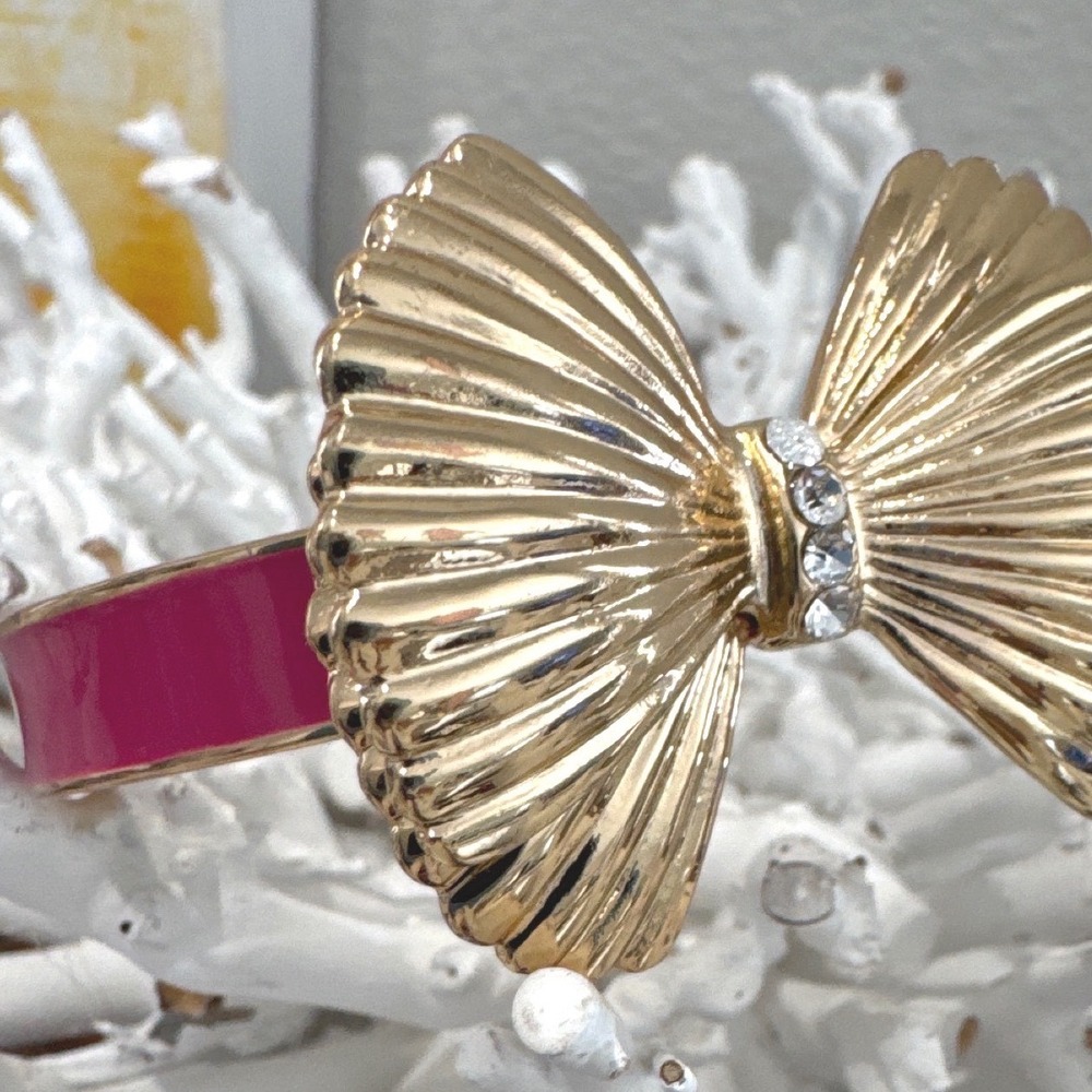 Lilly‎ Pulitzer bow cuff bracelet signature preppy accessory pink gold tone